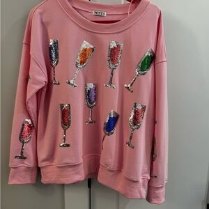 Pink Champagne Sequin Sweatshirt
